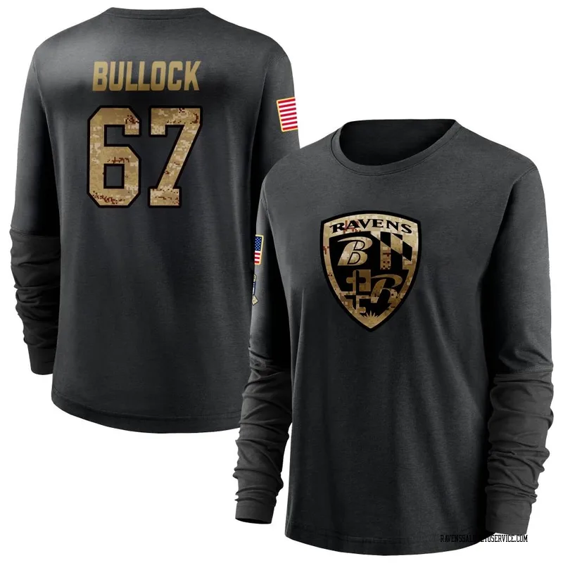 Women's Corey Bullock Baltimore Ravens Black 2020 Salute To Service Sideline Performance Long Sleeve T-Shirt