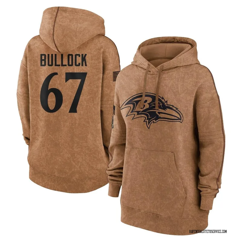 Women's Corey Bullock Baltimore Ravens Brown 2023 Salute To Service Pullover Hoodie