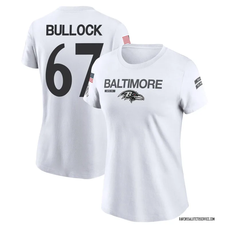 Women's Corey Bullock Baltimore Ravens Legend White 2024 Salute to Service Performance T-Shirt