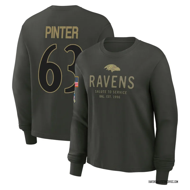 Women's Danny Pinter Baltimore Ravens Green Dark/ 2025 Salute to Service Sideline Long Sleeve T-Shirt