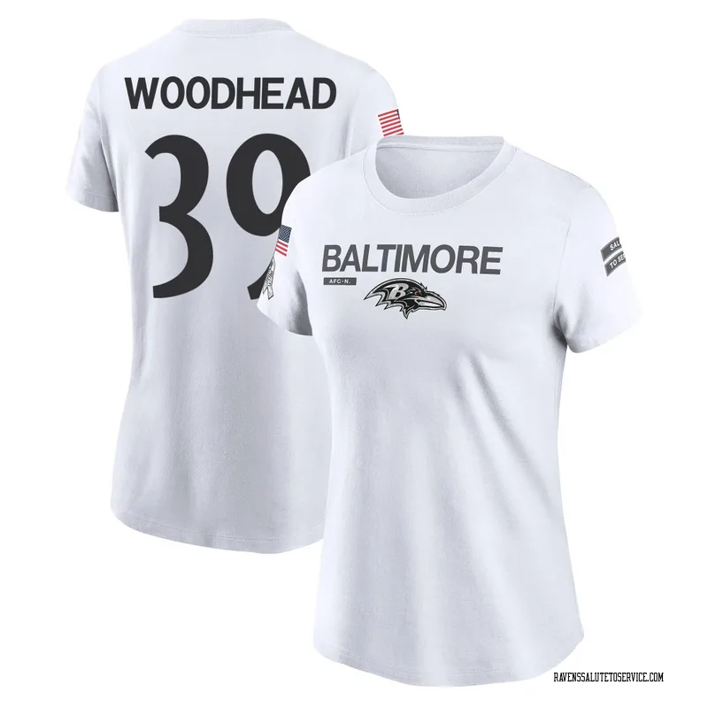 Women's Danny Woodhead Baltimore Ravens Legend White 2024 Salute to Service Performance T-Shirt