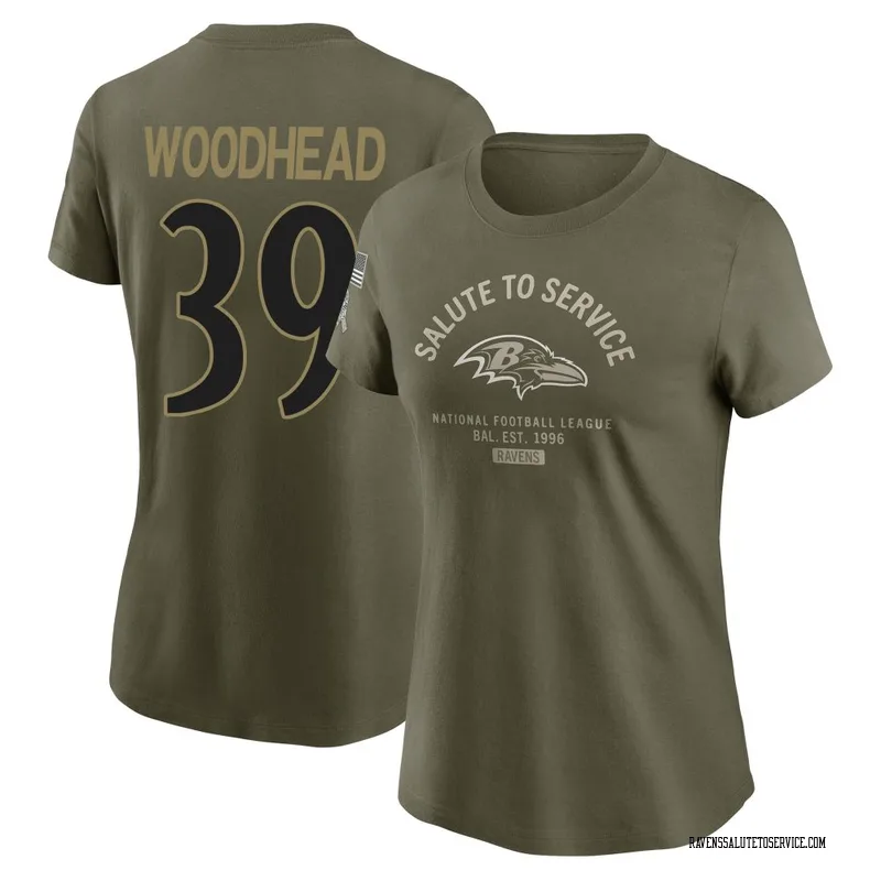Women's Danny Woodhead Baltimore Ravens Olive 2025 Salute to Service Sideline T-Shirt