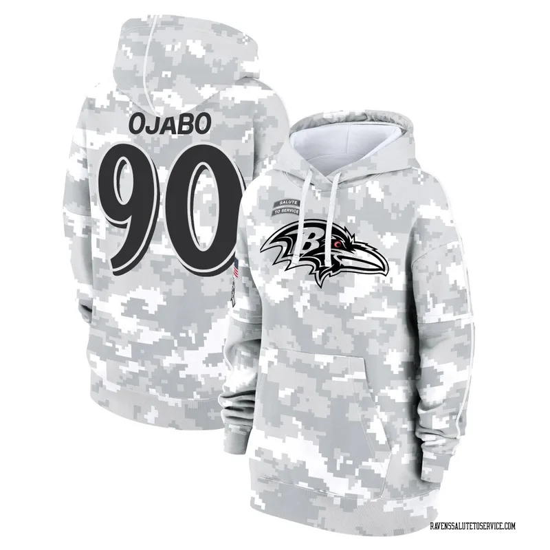 Women's David Ojabo Baltimore Ravens Camo Arctic 2024 Salute to Service Club Fleece Pullover Hoodie
