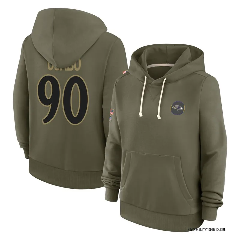 Women's David Ojabo Baltimore Ravens Olive 2025 Salute to Service Hoodie