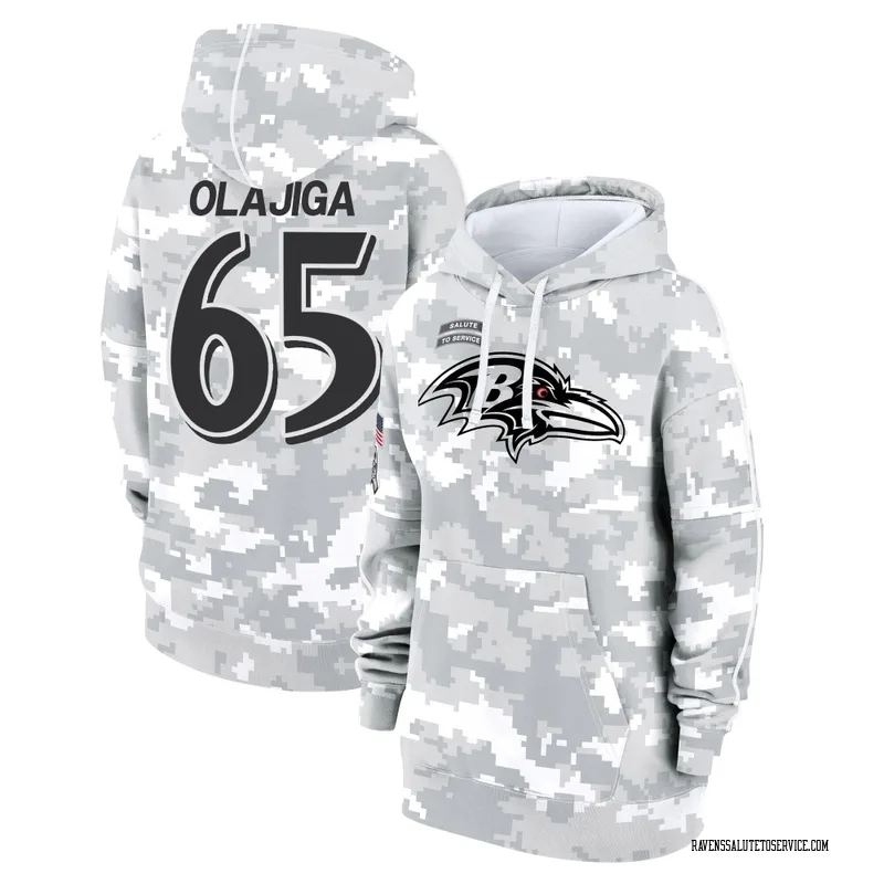 Women's David Olajiga Baltimore Ravens Camo Arctic 2024 Salute to Service Club Fleece Pullover Hoodie