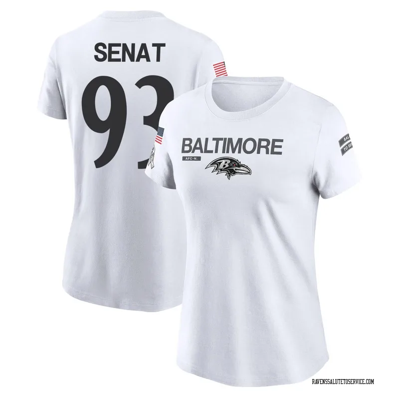 Women's Deadrin Senat Baltimore Ravens Legend White 2024 Salute to Service Performance T-Shirt
