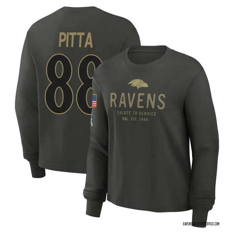 Women's Dennis Pitta Baltimore Ravens Green Dark/ 2025 Salute to Service Sideline Long Sleeve T-Shirt