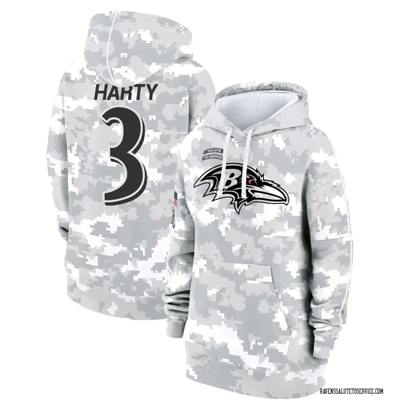 Women's Deonte Harty Baltimore Ravens Camo Arctic 2024 Salute to Service Club Fleece Pullover Hoodie