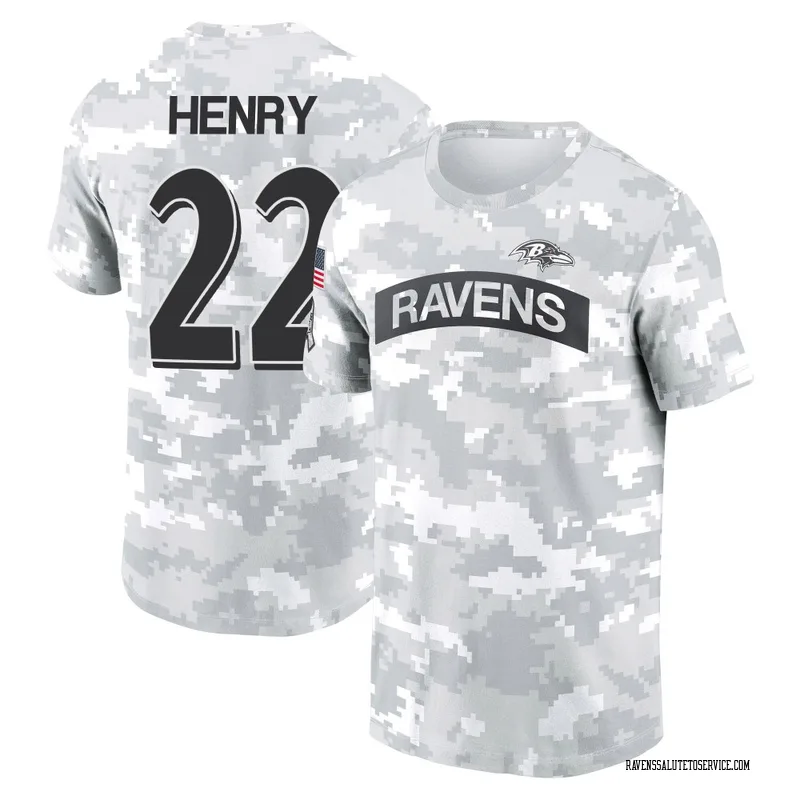 Women's Derrick Henry Baltimore Ravens Camo Arctic 2024 Salute to Service Long Sleeve T-Shirt