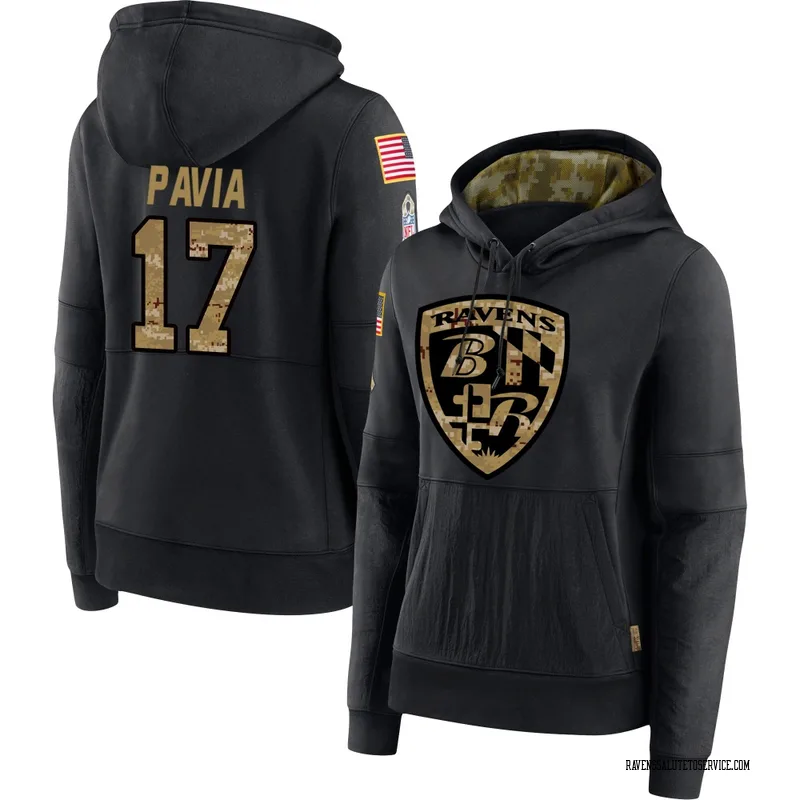 Women's Diego Pavia Baltimore Ravens Black 2020 Salute to Service Sideline Performance Pullover Hoodie