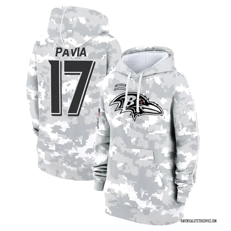 Women's Diego Pavia Baltimore Ravens Camo Arctic 2024 Salute to Service Club Fleece Pullover Hoodie