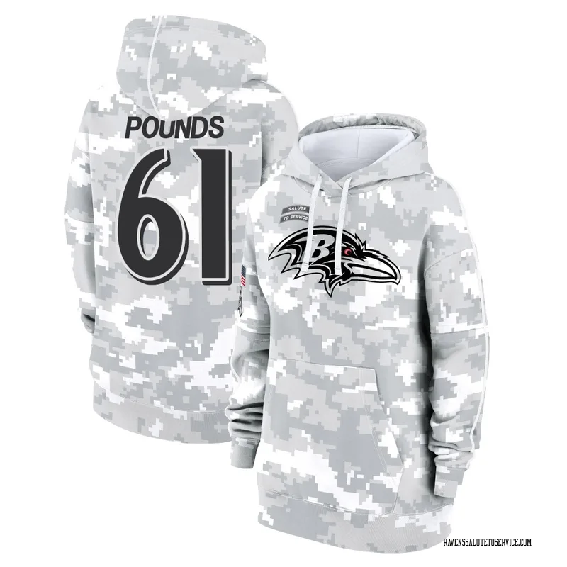 Women's Diego Pounds Baltimore Ravens Camo Arctic 2024 Salute to Service Club Fleece Pullover Hoodie