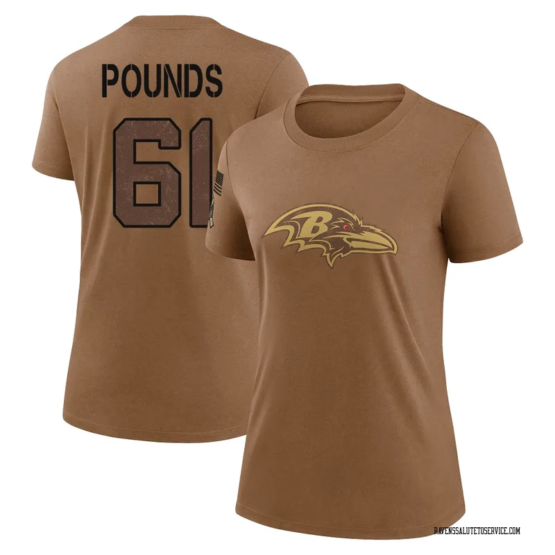 Women's Diego Pounds Baltimore Ravens Legend Brown 2023 Salute To Service Performance T-Shirt