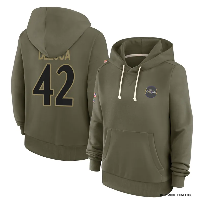 Women's Dominic DeLuca Baltimore Ravens Olive 2025 Salute to Service Hoodie