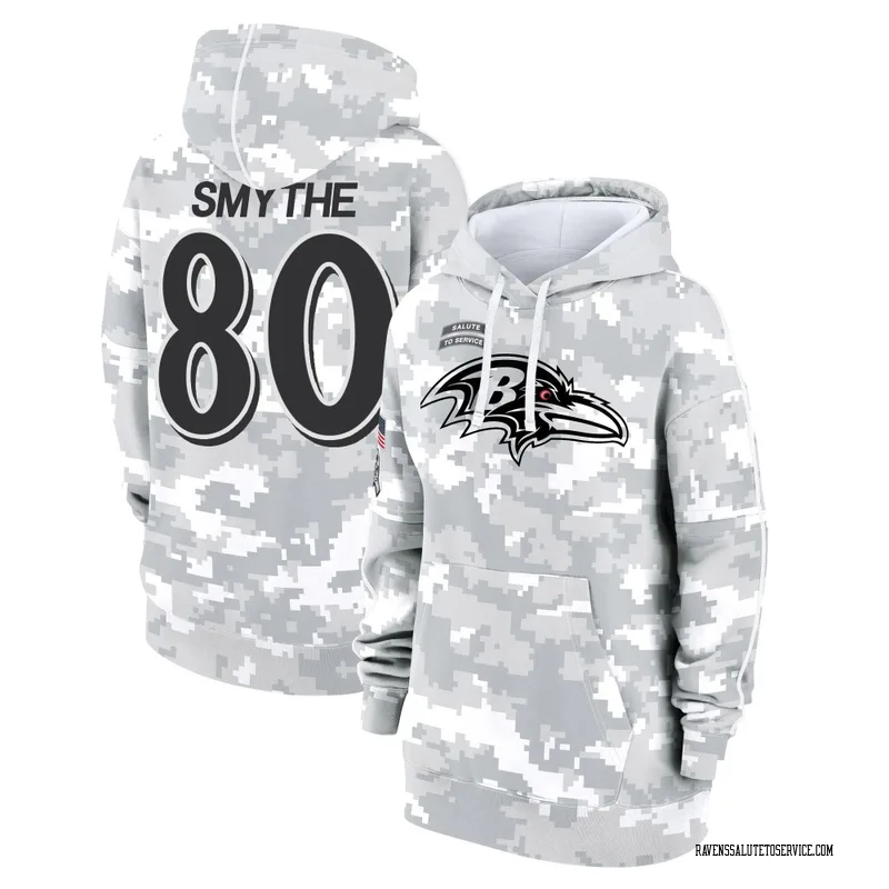 Women's Durham Smythe Baltimore Ravens Camo Arctic 2024 Salute to Service Club Fleece Pullover Hoodie