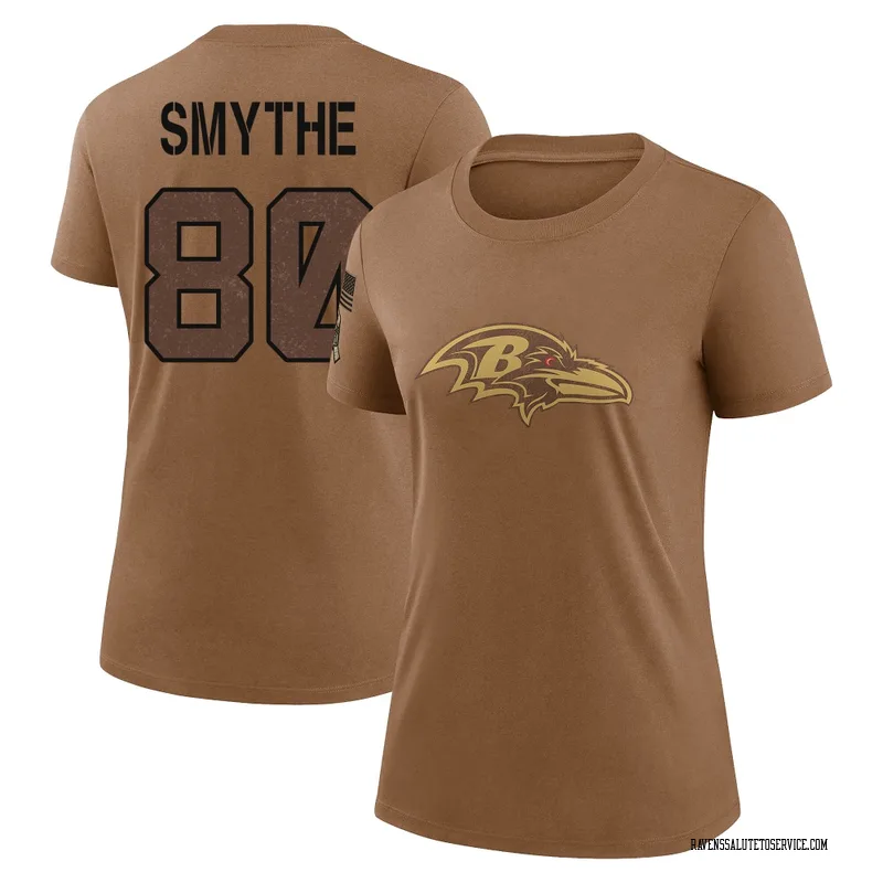 Women's Durham Smythe Baltimore Ravens Legend Brown 2023 Salute To Service Performance T-Shirt