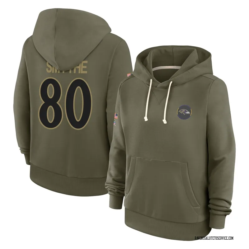 Women's Durham Smythe Baltimore Ravens Olive 2025 Salute to Service Hoodie