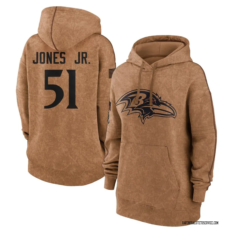 Women's Emery Jones Jr. Baltimore Ravens Brown 2023 Salute To Service Pullover Hoodie