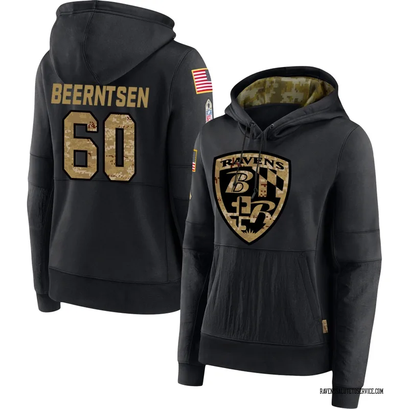 Women's Evan Beerntsen Baltimore Ravens Black 2020 Salute to Service Sideline Performance Pullover Hoodie