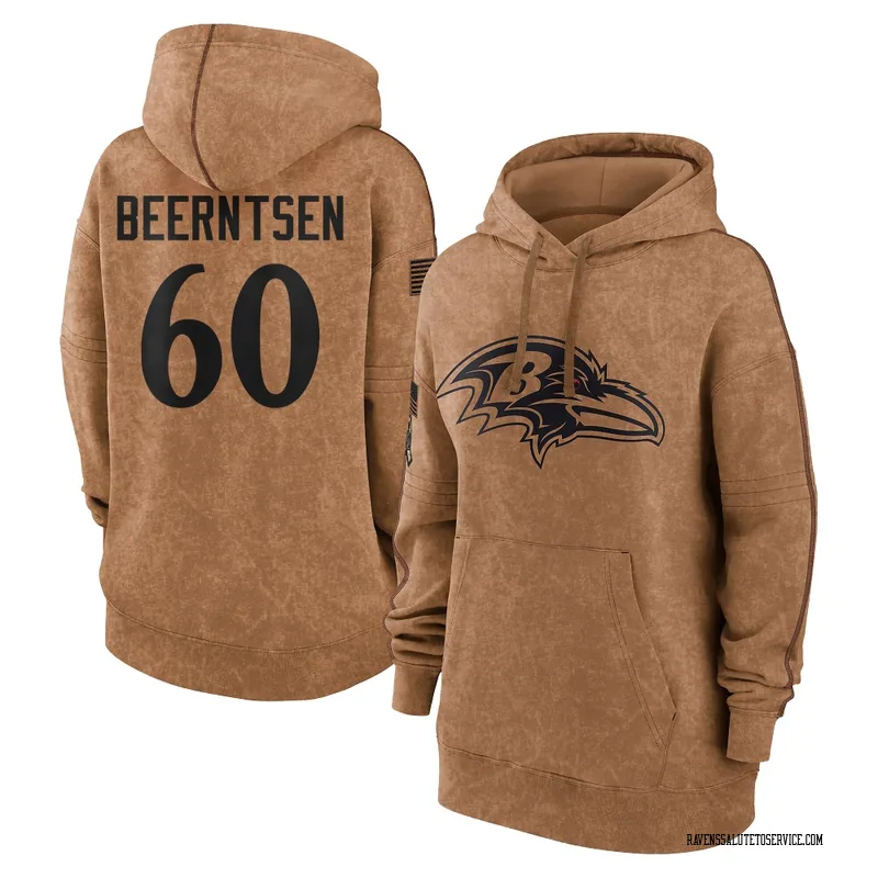 Women's Evan Beerntsen Baltimore Ravens Brown 2023 Salute To Service Pullover Hoodie