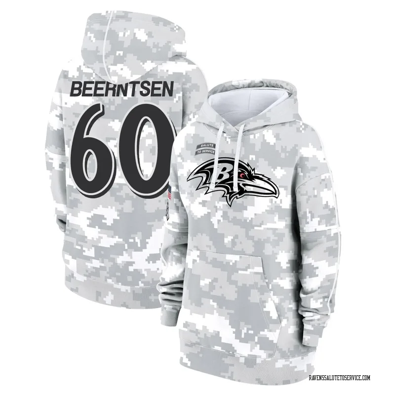Women's Evan Beerntsen Baltimore Ravens Camo Arctic 2024 Salute to Service Club Fleece Pullover Hoodie