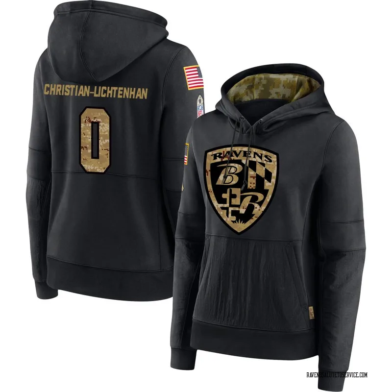 Women's Gerad Christian-Lichtenhan Baltimore Ravens Black 2020 Salute to Service Sideline Performance Pullover Hoodie