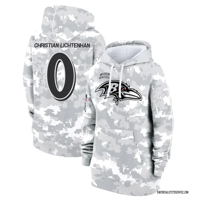 Women's Gerad Christian-Lichtenhan Baltimore Ravens Camo Arctic 2024 Salute to Service Club Fleece Pullover Hoodie