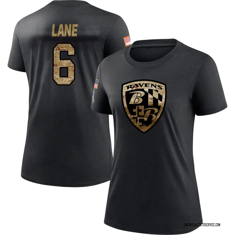 Women's Ja'Kobi Lane Baltimore Ravens Black 2020 Salute To Service Performance T-Shirt