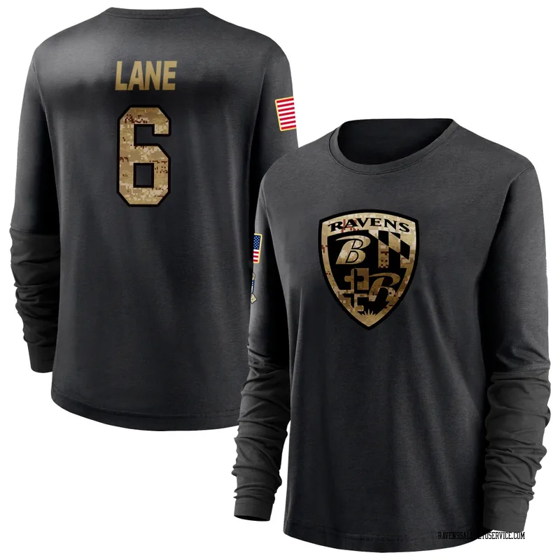 Women's Ja'Kobi Lane Baltimore Ravens Black 2020 Salute To Service Sideline Performance Long Sleeve T-Shirt