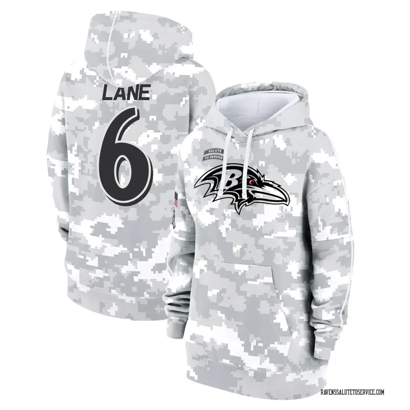 Women's Ja'Kobi Lane Baltimore Ravens Camo Arctic 2024 Salute to Service Club Fleece Pullover Hoodie