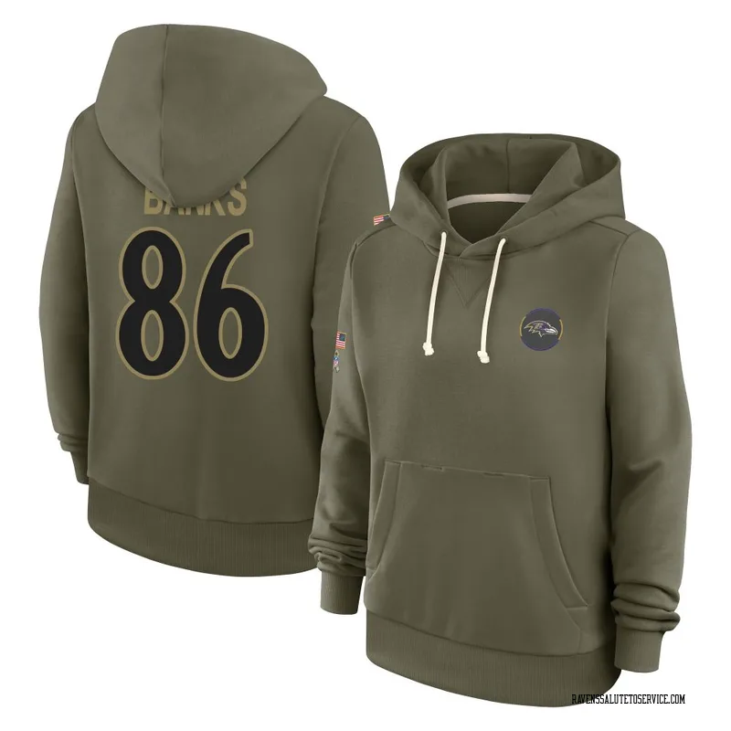 Women's Jahmal Banks Baltimore Ravens Olive 2025 Salute to Service Hoodie