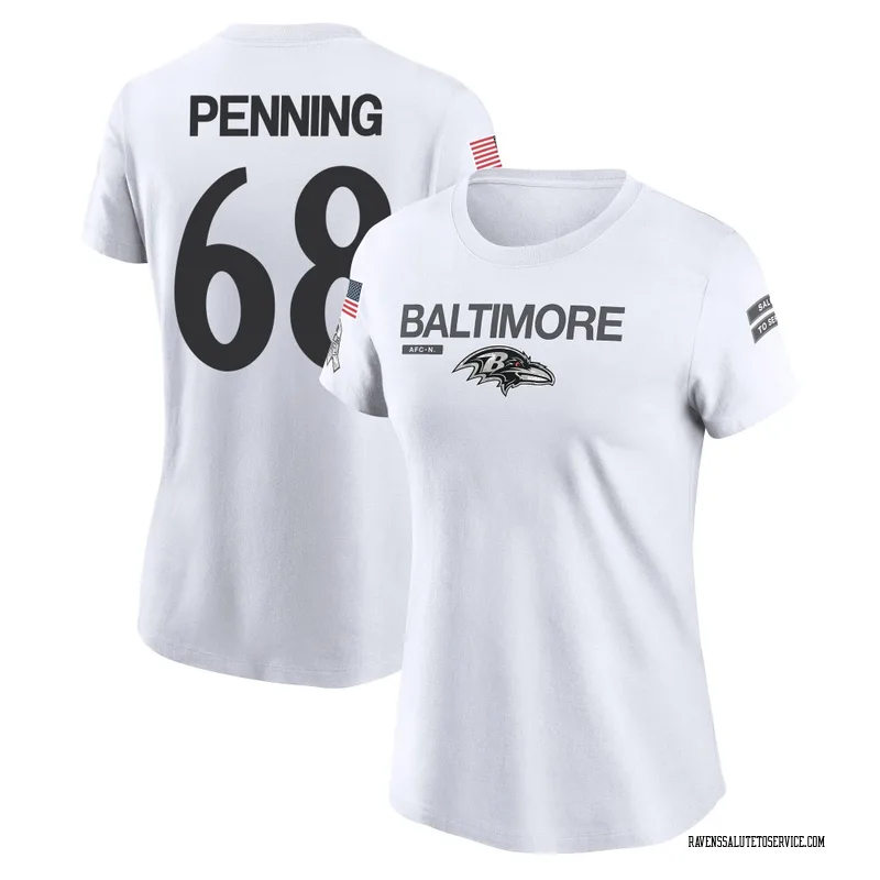 Women's Jared Penning Baltimore Ravens Legend White 2024 Salute to Service Performance T-Shirt