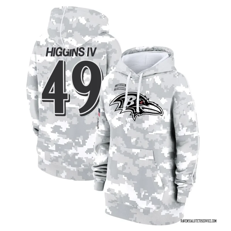 Women's Jay Higgins IV Baltimore Ravens Camo Arctic 2024 Salute to Service Club Fleece Pullover Hoodie