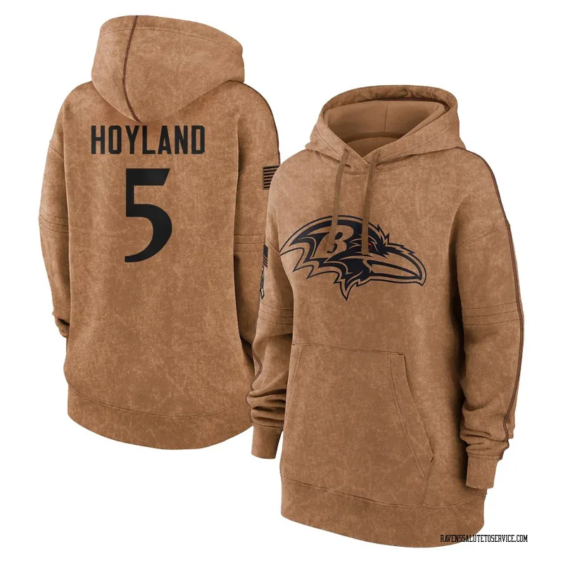 Women's John Hoyland Baltimore Ravens Brown 2023 Salute To Service Pullover Hoodie