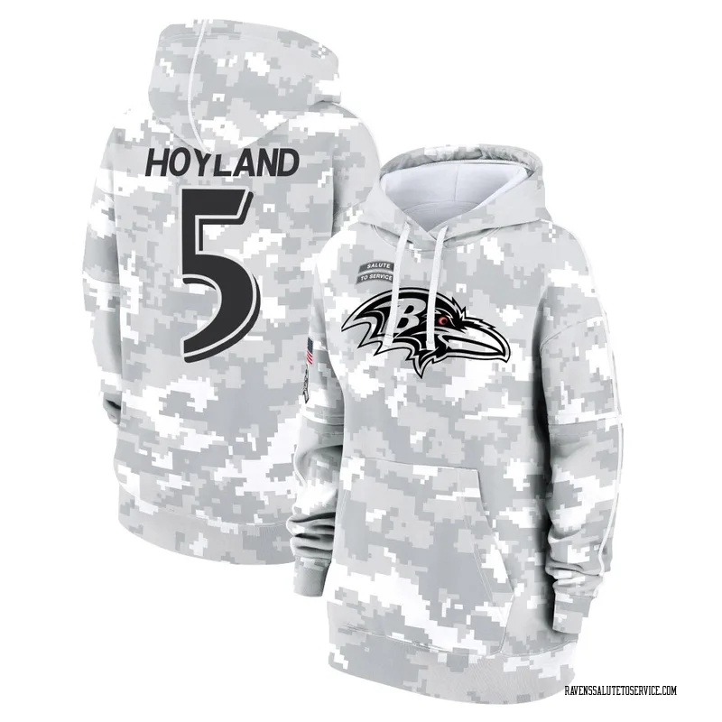 Women's John Hoyland Baltimore Ravens Camo Arctic 2024 Salute to Service Club Fleece Pullover Hoodie