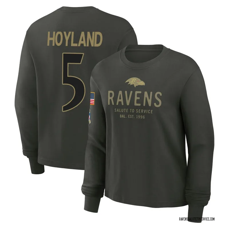 Women's John Hoyland Baltimore Ravens Green Dark/ 2025 Salute to Service Sideline Long Sleeve T-Shirt