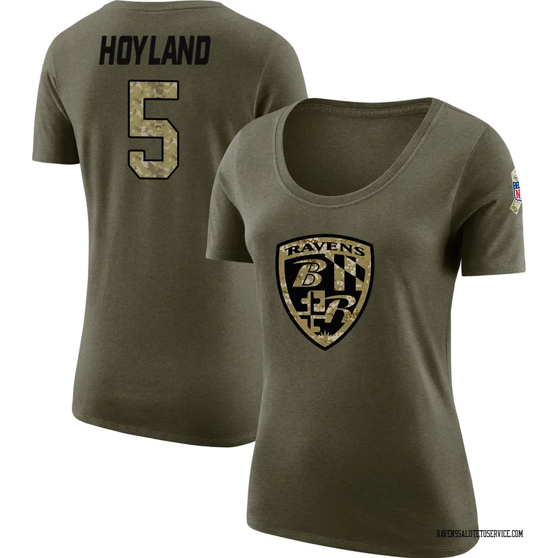 Women's John Hoyland Baltimore Ravens Legend Olive Salute to Service Scoop Neck T-Shirt
