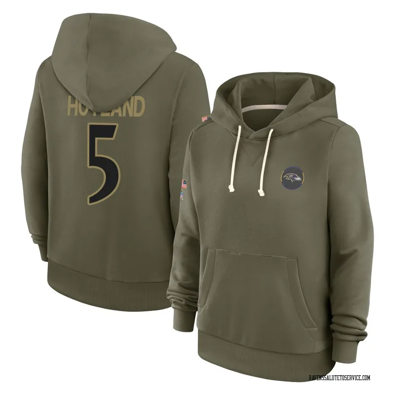 Women's John Hoyland Baltimore Ravens Olive 2025 Salute to Service Hoodie