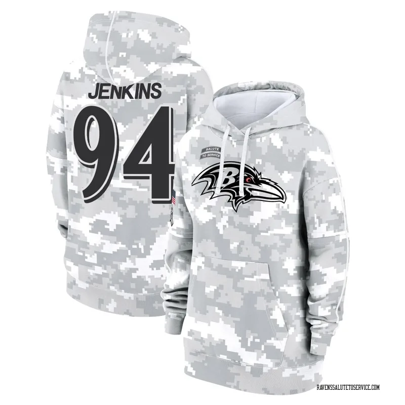 Women's John Jenkins Baltimore Ravens Camo Arctic 2024 Salute to Service Club Fleece Pullover Hoodie