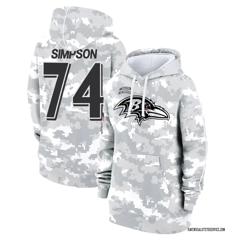 Women's John Simpson Baltimore Ravens Camo Arctic 2024 Salute to Service Club Fleece Pullover Hoodie