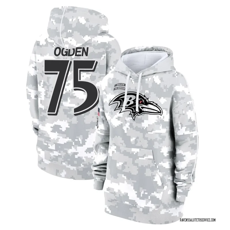 Women's Jonathan Ogden Baltimore Ravens Camo Arctic 2024 Salute to Service Club Fleece Pullover Hoodie