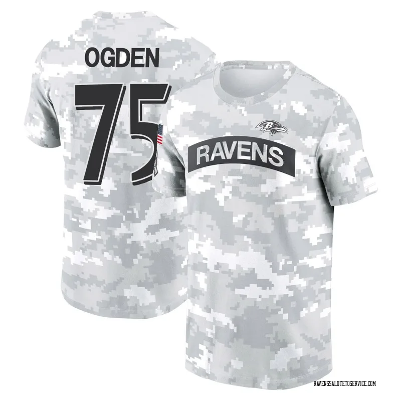 Women's Jonathan Ogden Baltimore Ravens Camo Arctic 2024 Salute to Service Long Sleeve T-Shirt