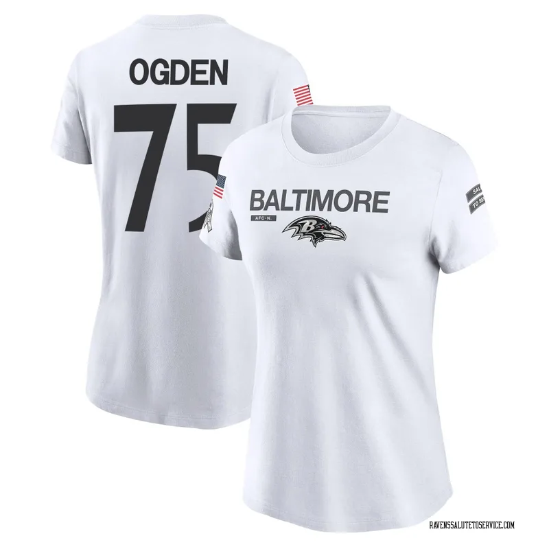 Women's Jonathan Ogden Baltimore Ravens Legend White 2024 Salute to Service Performance T-Shirt