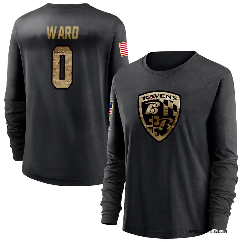 Women's Jonathan Ward Baltimore Ravens Black 2020 Salute To Service Sideline Performance Long Sleeve T-Shirt