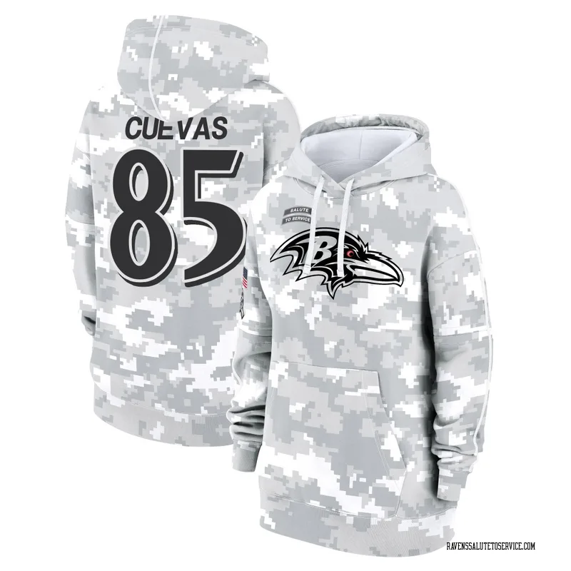 Women's Josh Cuevas Baltimore Ravens Camo Arctic 2024 Salute to Service Club Fleece Pullover Hoodie