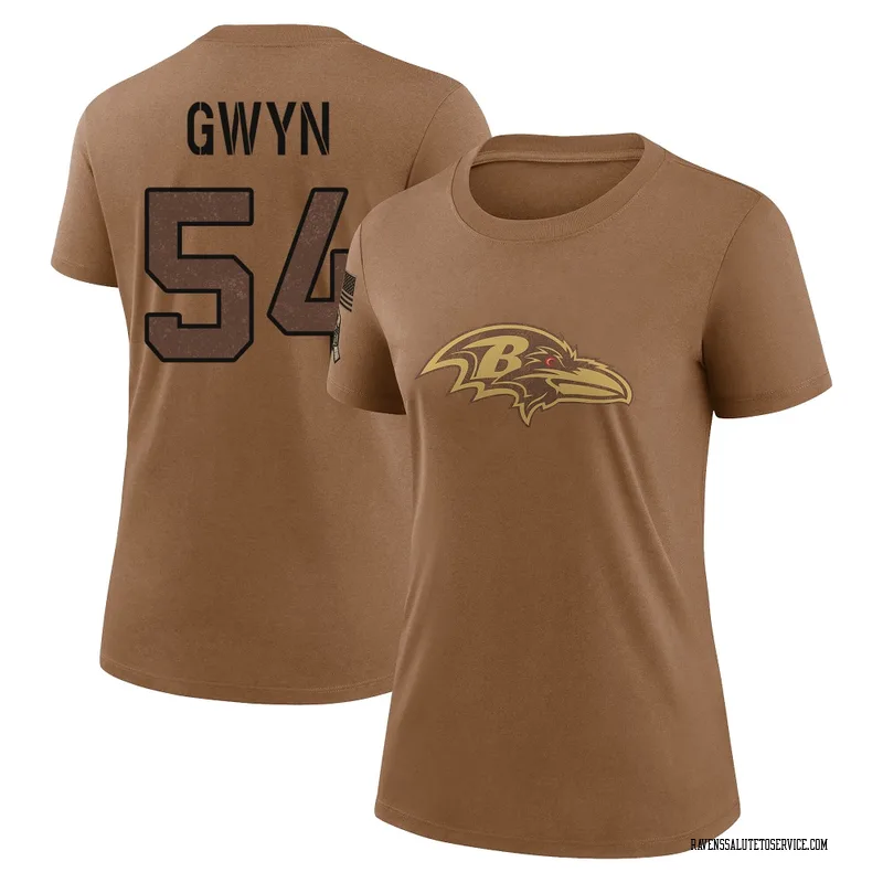 Women's Jovaughn Gwyn Baltimore Ravens Legend Brown 2023 Salute To Service Performance T-Shirt