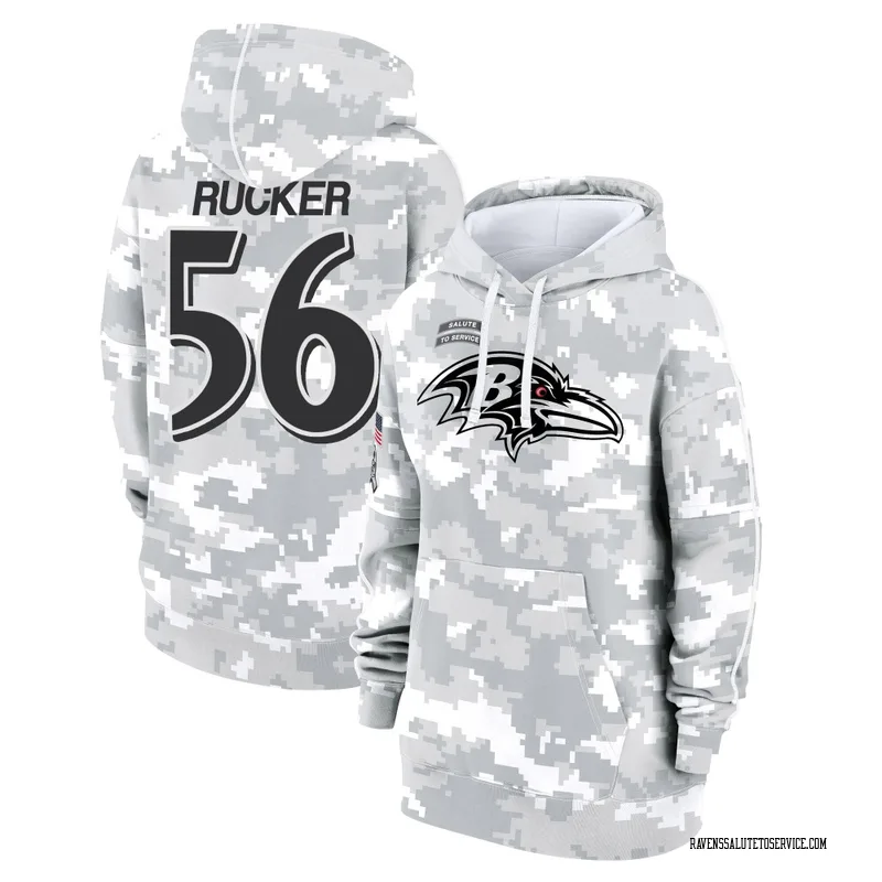 Women's Kaimon Rucker Baltimore Ravens Camo Arctic 2024 Salute to Service Club Fleece Pullover Hoodie