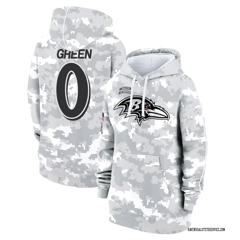 Women's Kenyon Green Baltimore Ravens Camo Arctic 2024 Salute to Service Club Fleece Pullover Hoodie