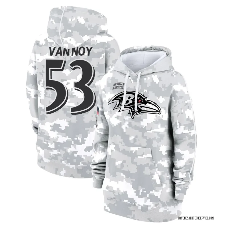 Women's Kyle Van Noy Baltimore Ravens Camo Arctic 2024 Salute to Service Club Fleece Pullover Hoodie