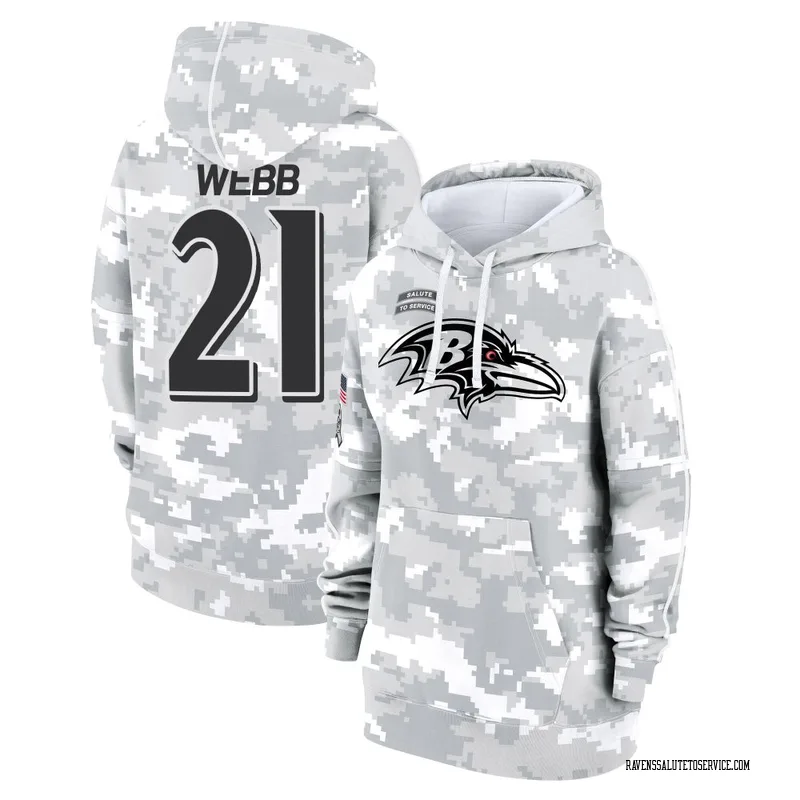 Women's Lardarius Webb Baltimore Ravens Camo Arctic 2024 Salute to Service Club Fleece Pullover Hoodie